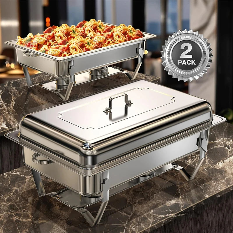 2/4/6pk 8qt Chafing Dish, Stainless Steel, Food Warmer Kit w/Lids