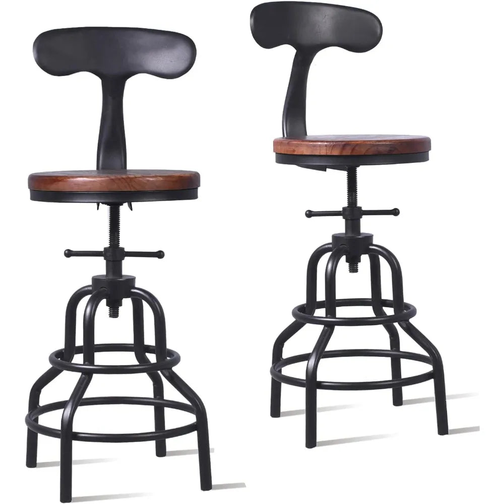 Kitchen Counter Height Adjustable Swivel Chair w/Iron Backrest - NEW