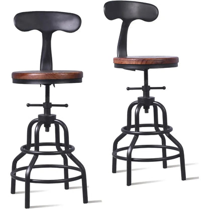 Kitchen Counter Height Adjustable Swivel Chair w/Iron Backrest - NEW