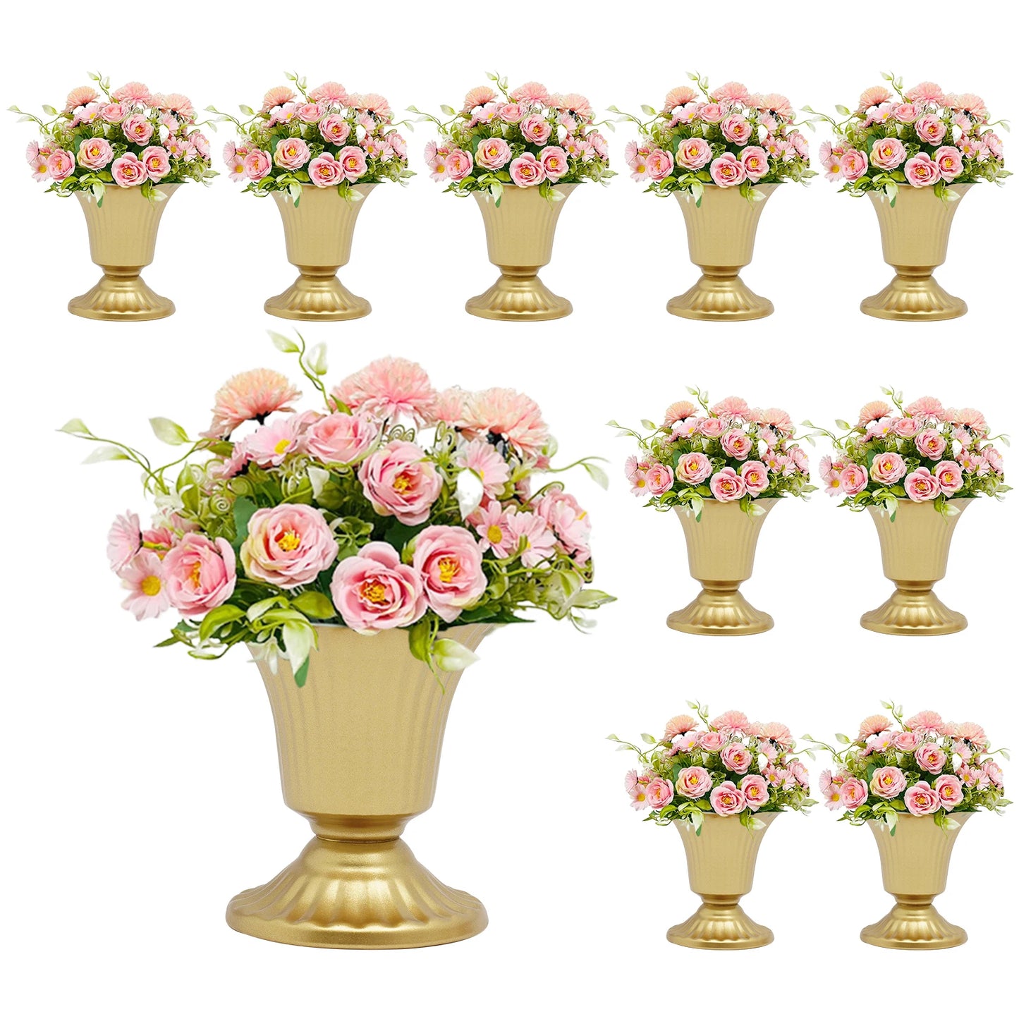 10 Pcs Gold Wedding Froral Vases Flower Holder Pot Planter for Tables