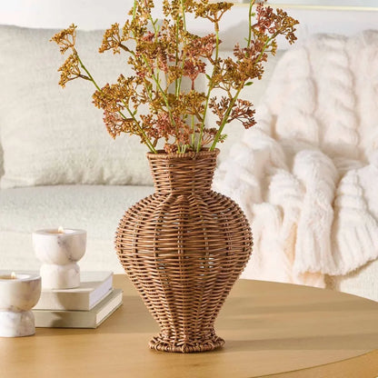Woven Faux Rattan Decorative Vase, Flowerpot Planter