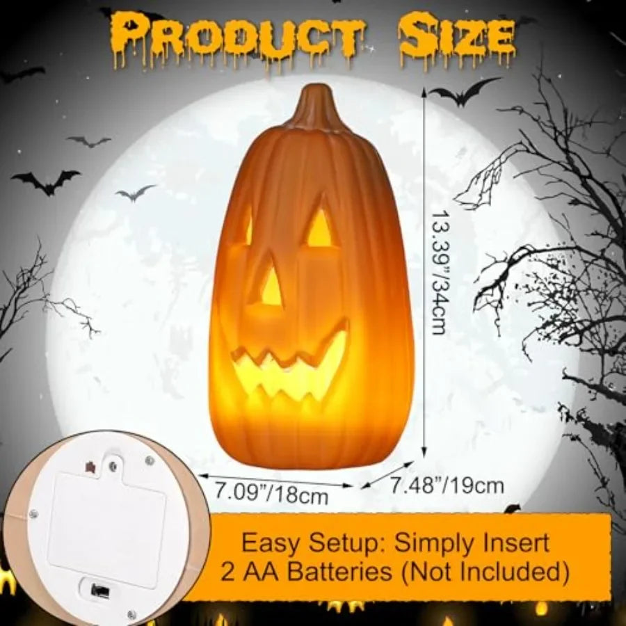 13.4" Large Halloween Faux Pumpkin, Plastic Jack O' Lantern