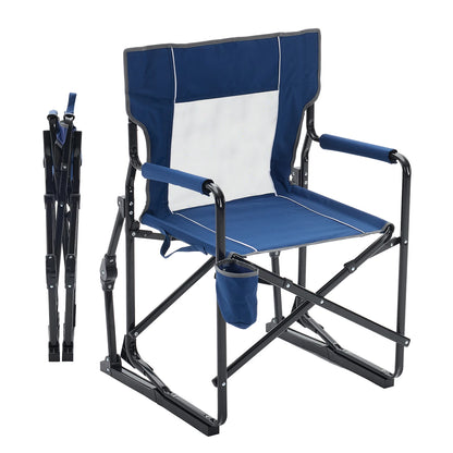 Outdoor Folding Rocking Portable Lounge Chair w/Mesh Back, Waterproof