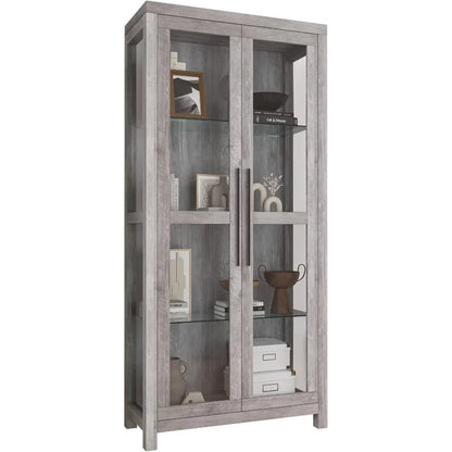 Tall Curio Cabinet w/Tempered Glass Doors, Display Case