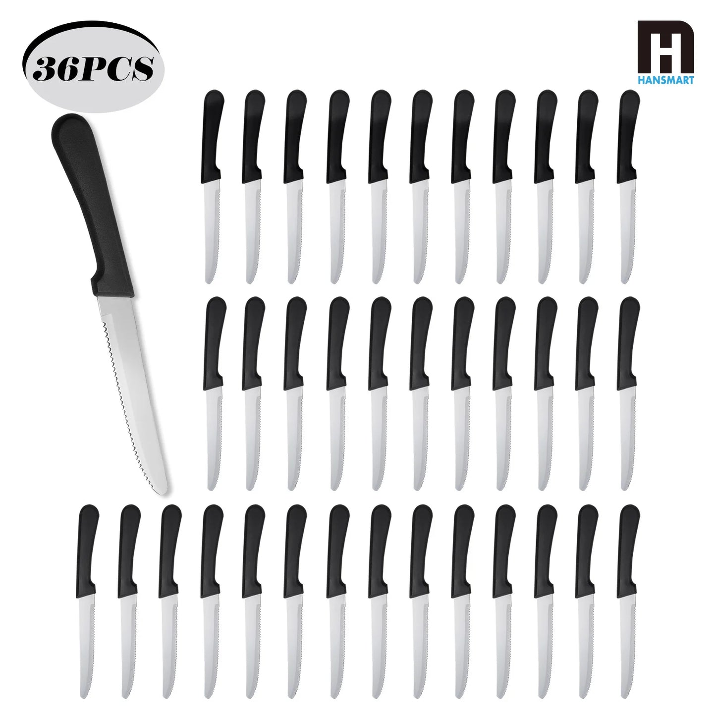 36pc Set of Steak Knives, Cutlery Practical, High Quality Plastic Handle