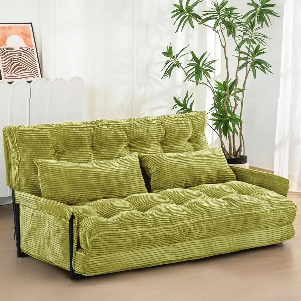 Versatile 5-Position Foldable Lazy Sofa Bed with 2 Pillows,