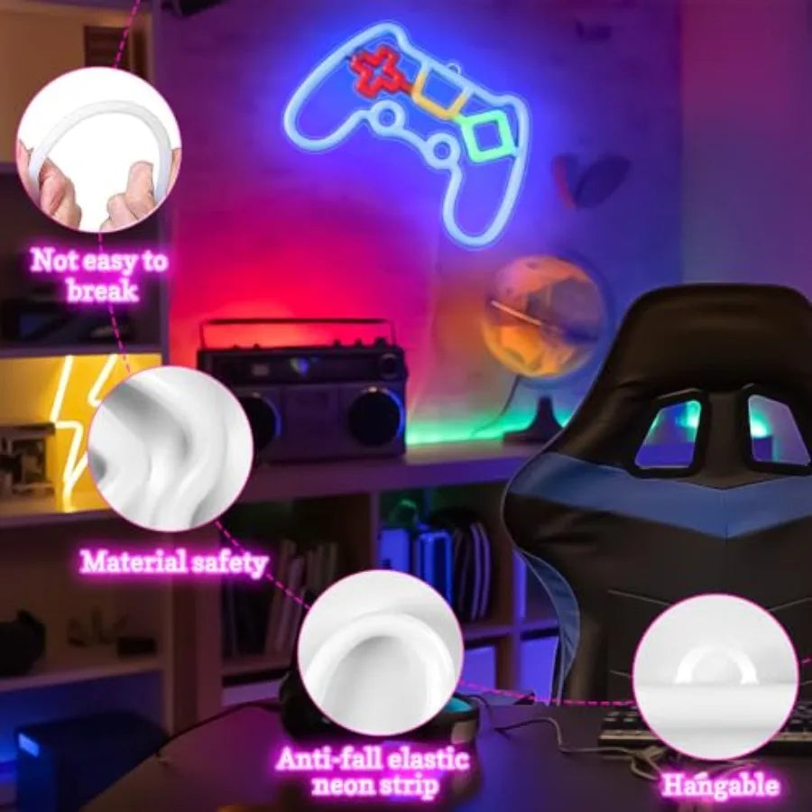 LED Game Controller Shape Neon Light- USB/Battery Powered