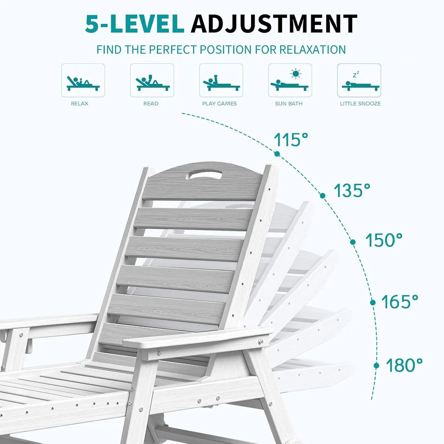 5 Positions Oversized Patio Lounge Chair