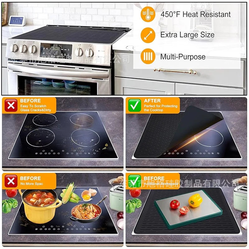 XL Multi-Use Mat Silicone Cooktop Protector, 71x51cm, Black