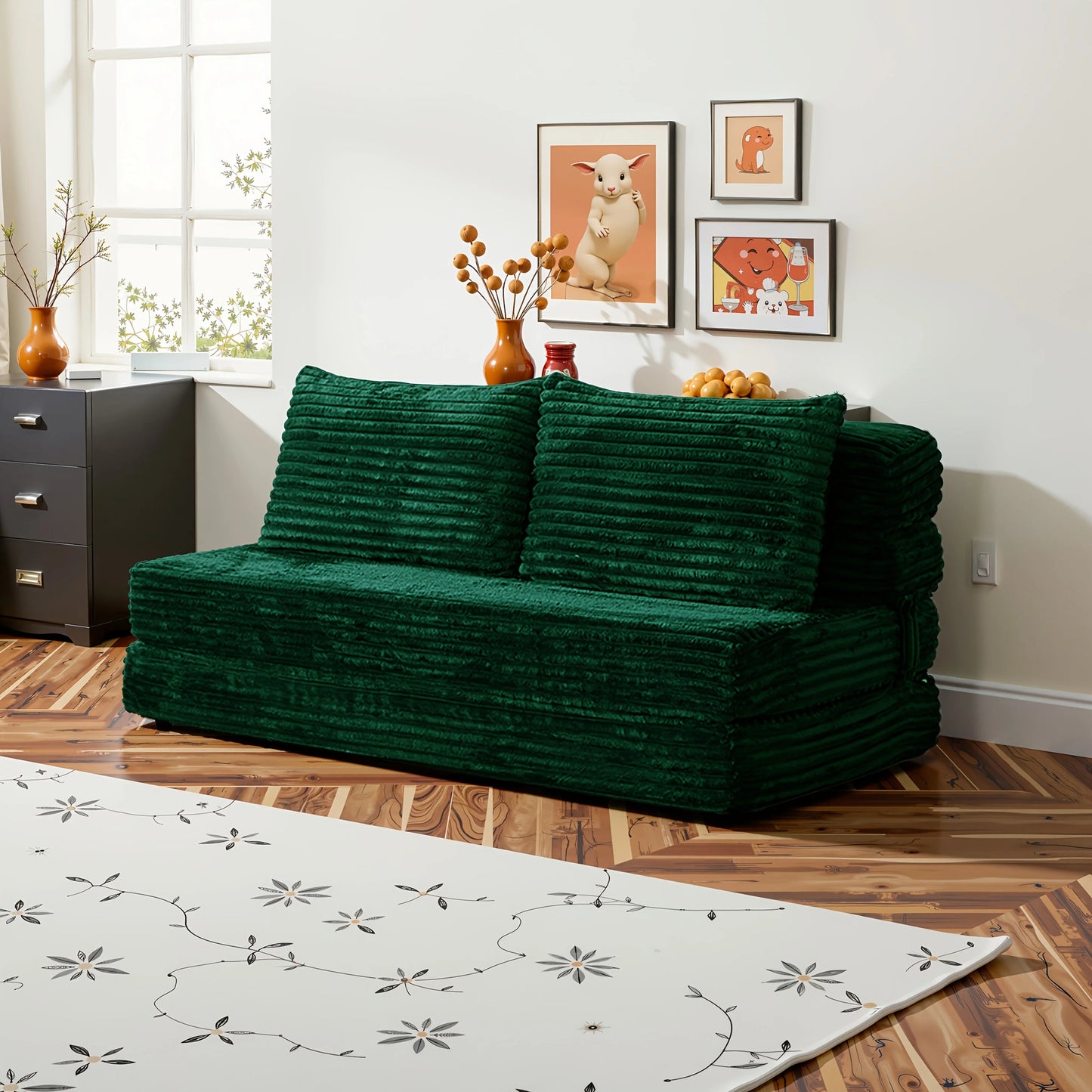 L-Shaped Modular Sofa, Boneless Design, Ultra-Soft Comfort, Ottoman
