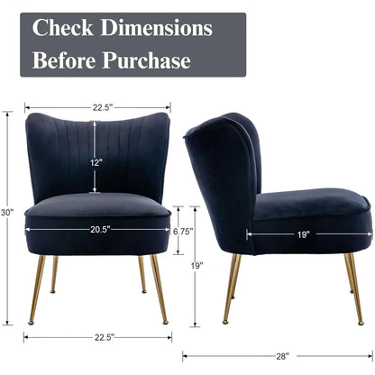 Set (2) Comfy Mid Century Velvet Accent Chair, Armless