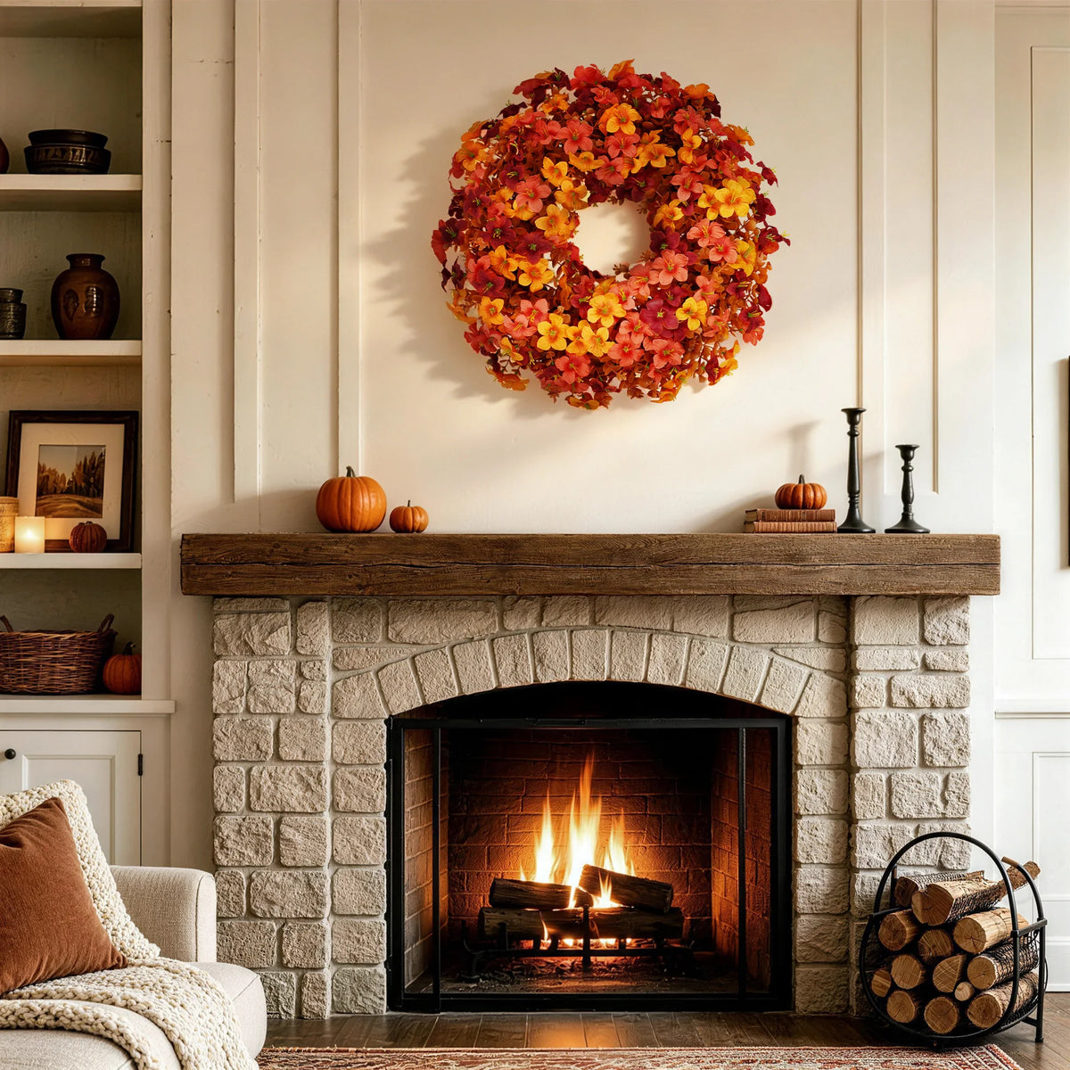 22 Inch Autumn Front Door Wreath