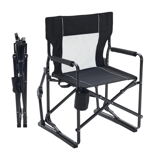 Outdoor Folding Rocking Portable Lounge Chair w/Mesh Back, Waterproof
