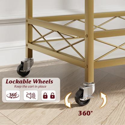 2-Tier Mobile Serving Cart on Lockable Wheels