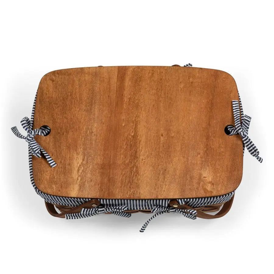 Handwoven Wicker Picnic Basket, Sturdy with Tabletop Lid