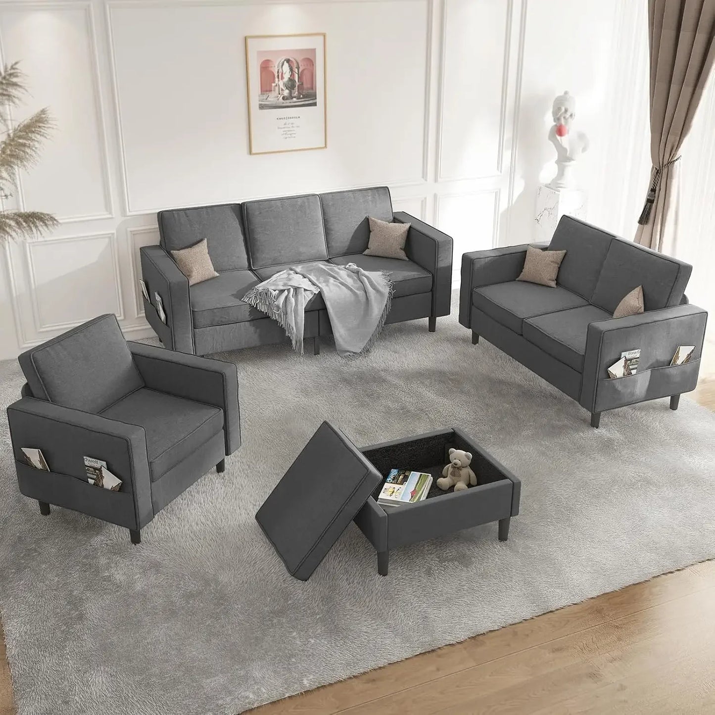 Living Room Sectional Couche(s) Set, 78" Width 3-Seater Small Couch