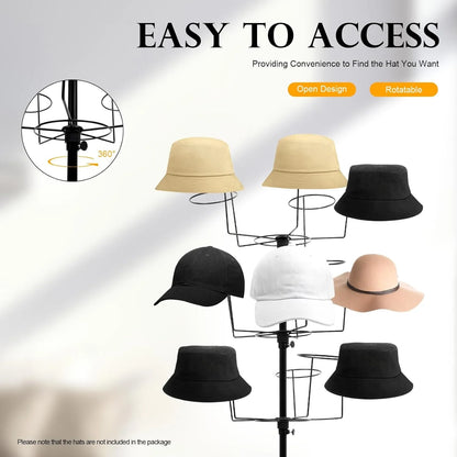 Freestanding Rotating Hat Display Rack Stand with 35 Hooks