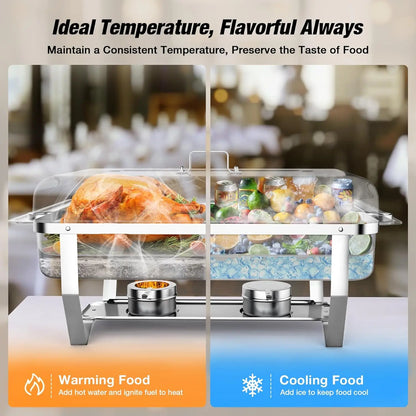 2/4/6pk 8qt Chafing Dish, Stainless Steel, Food Warmer Kit w/Lids
