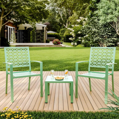 3 Piece Outdoor Patio Bistro Table and Chairs Set