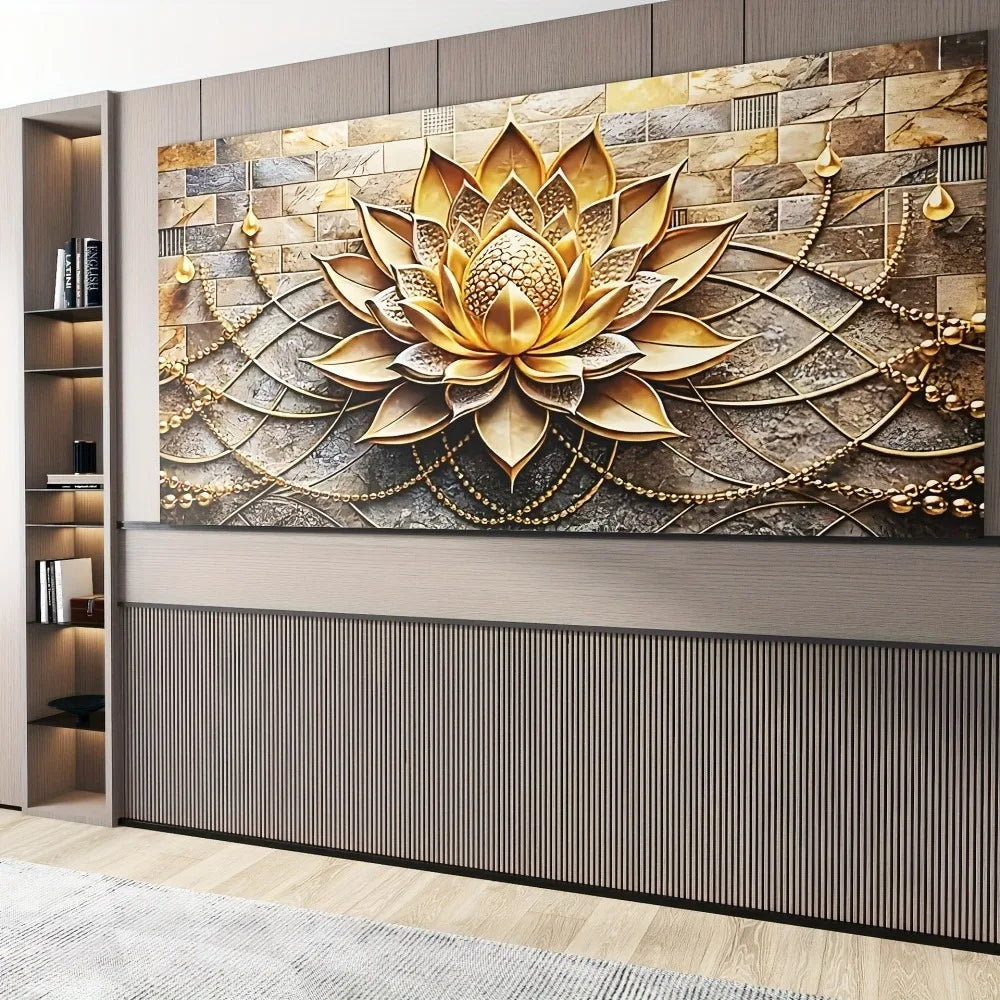 Modern Abstract (black gold) Floral Canvas Art, 1.5" Pine Solid Wood