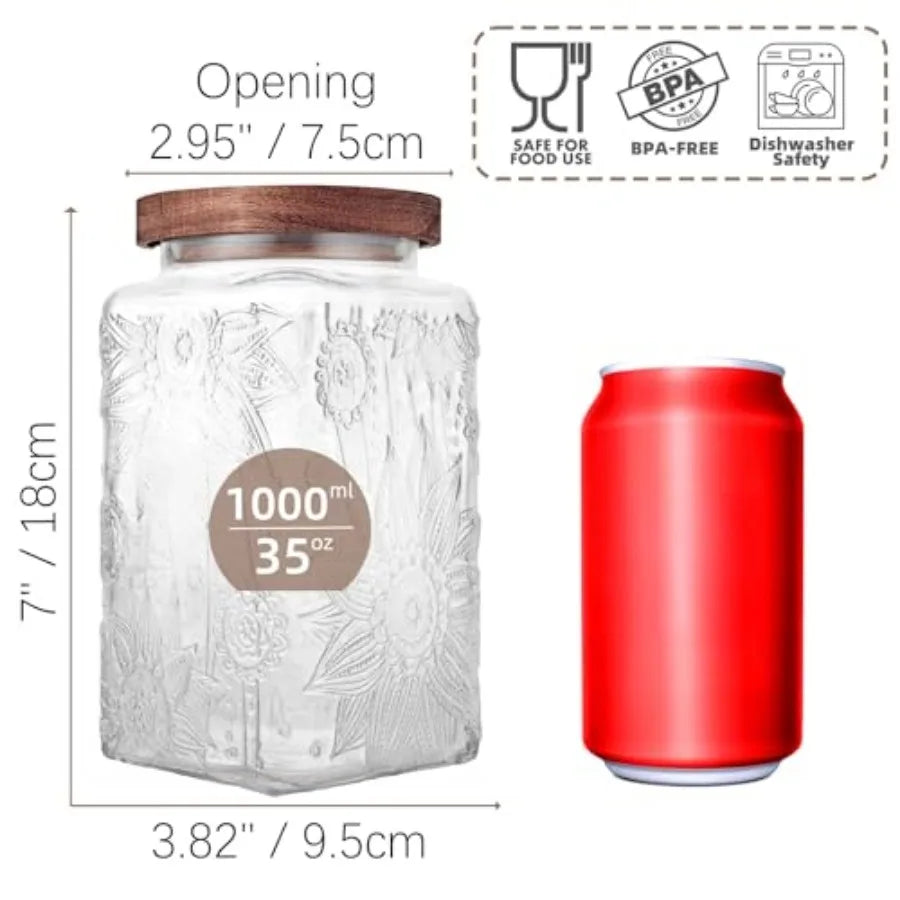 Glass Storage Container with Airtight Lid, Cookies and Multi-Use