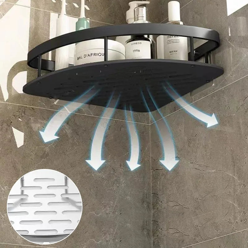 Wall Mount Corner Shelf Shower Storage Rack, No Drill