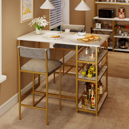 3pc Counter Height Dining Room Table w/Chairs for Small Space
