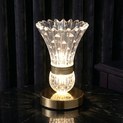 Multi-purpose Crystal Vase LED Table Lamp One Touch Switch, Rechargeable