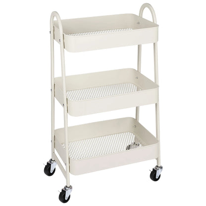 3 Tier Metal Storage Kitchen Cart with Lockable Wheels