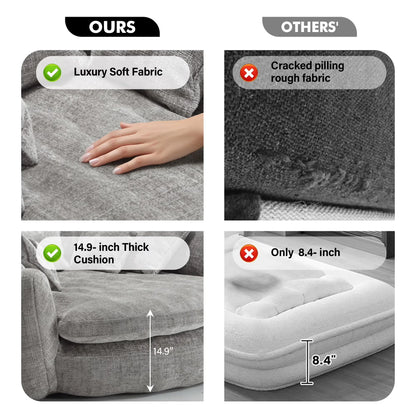 81.1" Oversized Round Chaise Lounge Chair with 14 Pillows, Modern Chenille