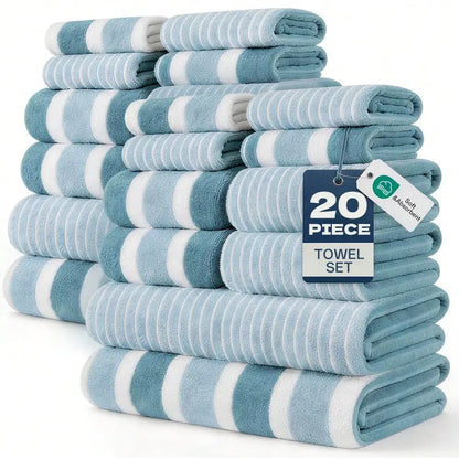 20pcs Soft & Absorbent Towel Set, Lightweight & Skin-Friendly, 280gsm
