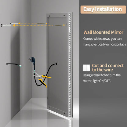 Jumbo Illuminated Mirror, Front and Backlit Light,