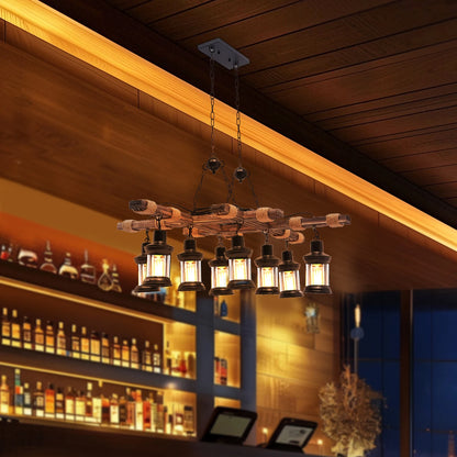 Vintage Wood Ceiling Chandelier, Retro Ceiling Lamp