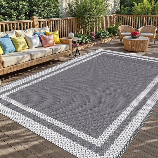 Outdoor Waterproof Reversible Plastic Straw Patio Rug