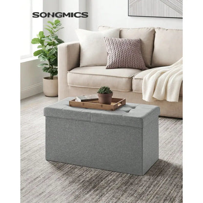 30" Foldable Storage Ottoman Bench w/Flipping Lid, 660lb