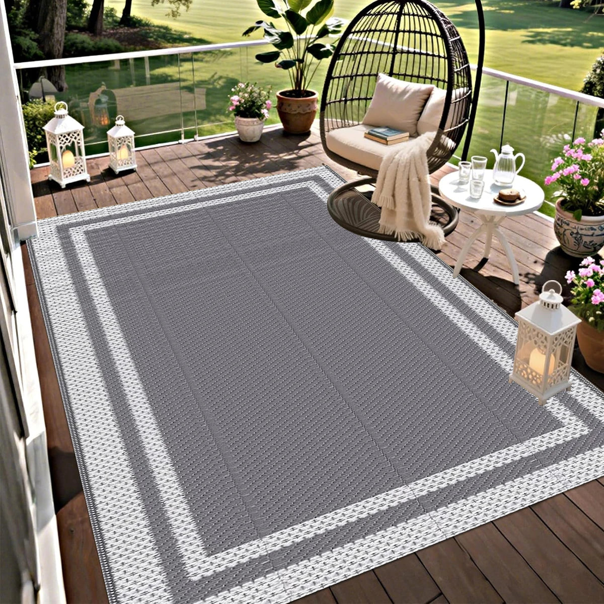 Outdoor Waterproof Reversible Plastic Straw Patio Rug