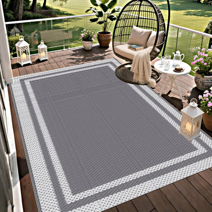 Outdoor Waterproof Reversible Plastic Straw Patio Rug