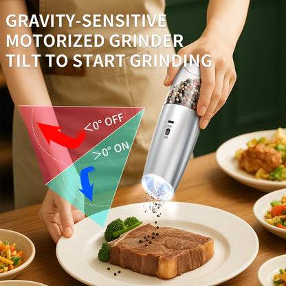 Rechargeable Electric Salt & Pepper Grinder Set, LED Light,