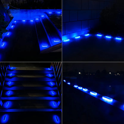 4 Pack Solar LED Deck Lights Blue Auto On/OFF Outdoor Waterproof