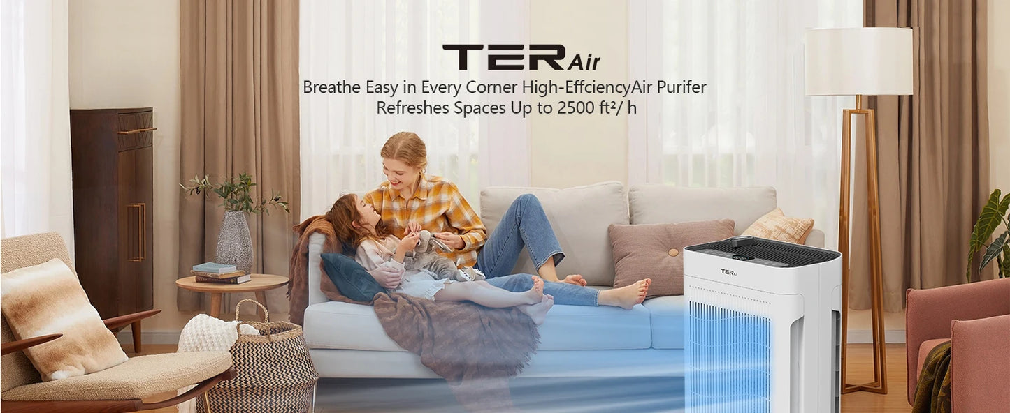 Air Purifier Up To 2500 Sq Ft w/Washable Filters, Dust, Pets, Smoke