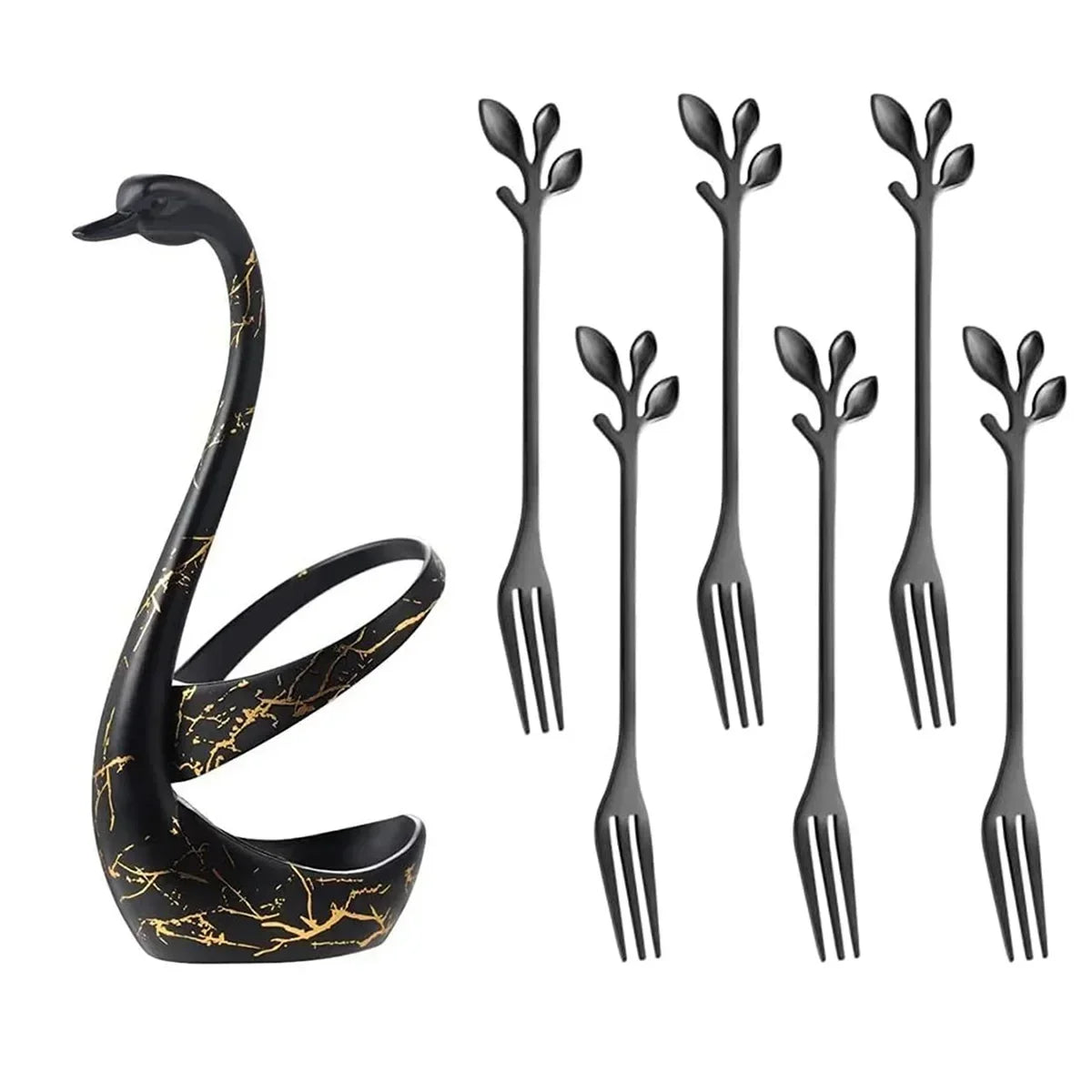 Elegant Swan Tableware Holder, Stainless Steel Spoon and Fork Base