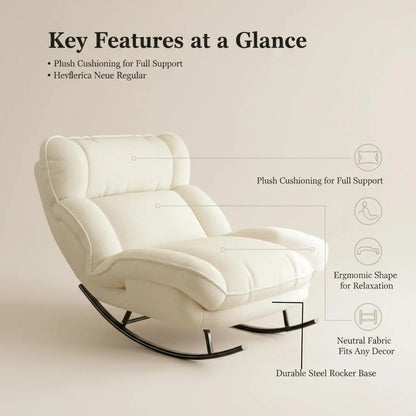 Comfortable, Ergonomic Rocking Chair w/Adjustable Backrest