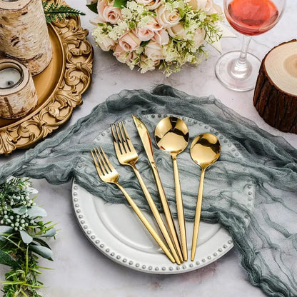 400 Pcs Gold Silverware Stainless Steel Flatware Portable Gold Utensils Reusable Tableware Cutlery for Home