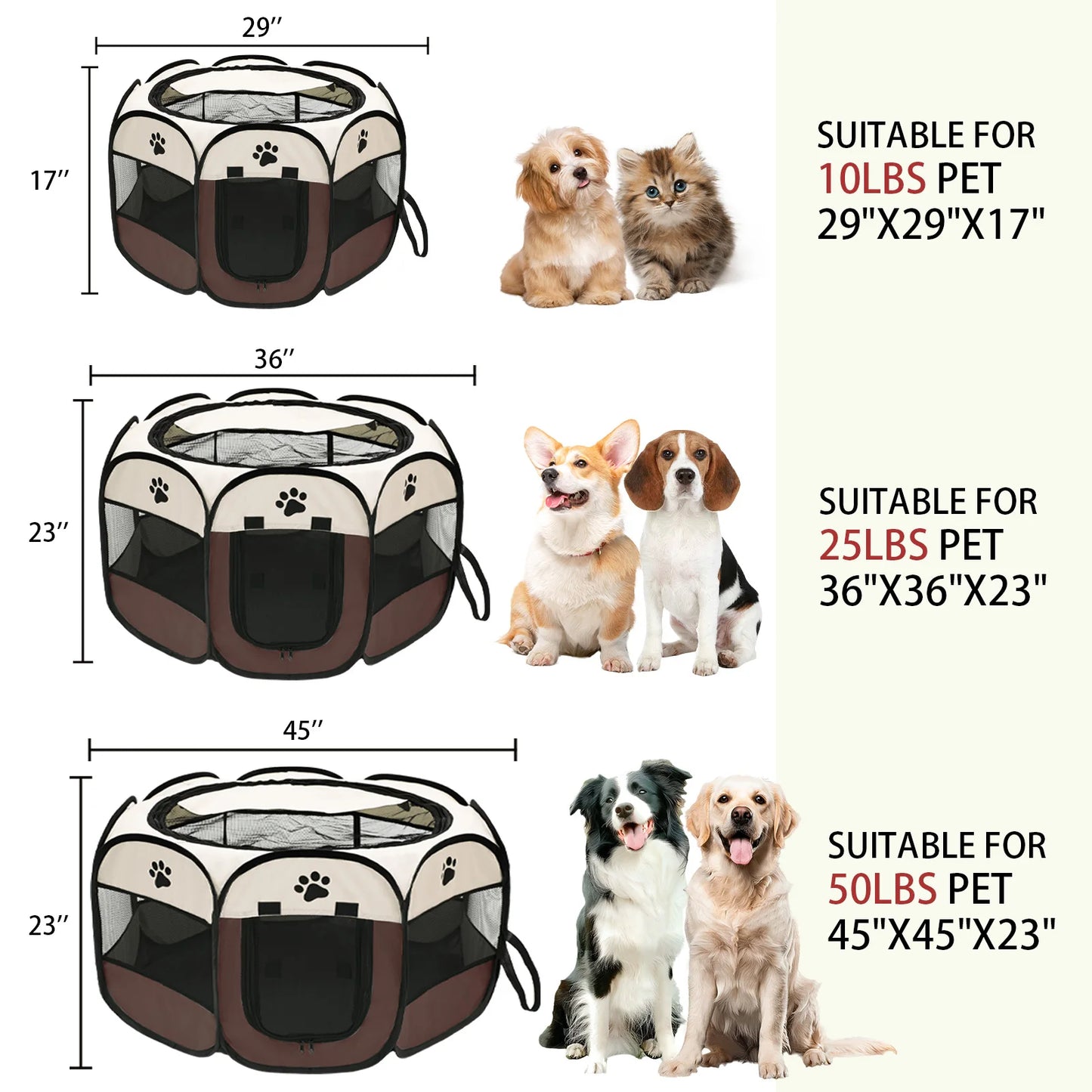 Octagon Foldable Pet Playpen for Dogs & Cats