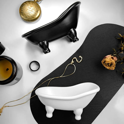 5.6" Black Ceramic Bathtub Soap Dish, Multi-Use