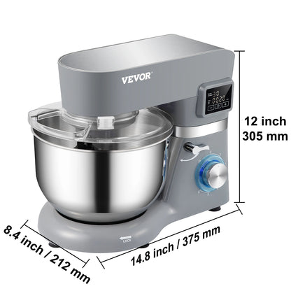 Electric Dough Mixer with 6 Speeds LCD Screen, 5.8 Qt