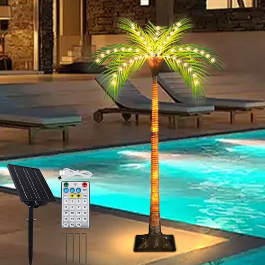 1pc 4.6ft Decorative Solar Powered Palm Tree, LED
