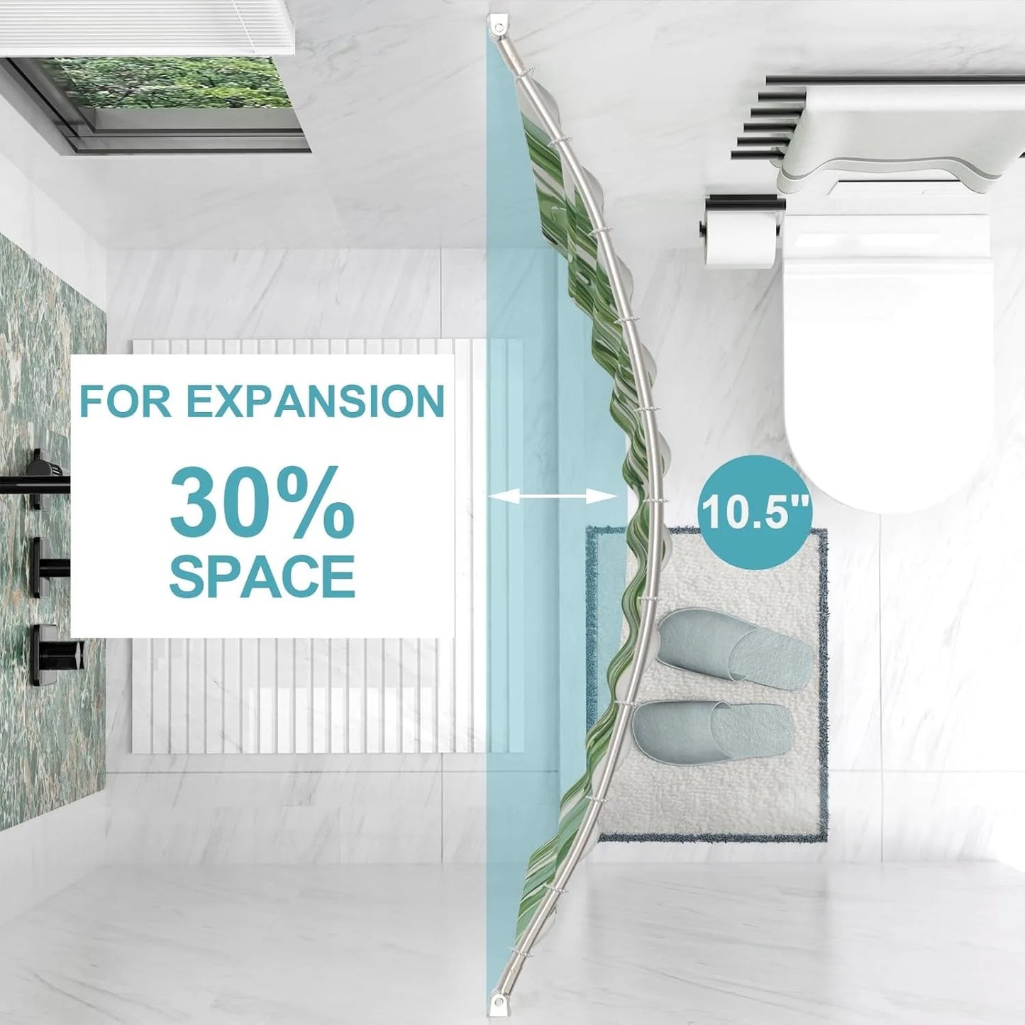 Adjustable 43"-72"Curved Shower Curtain Rod, Rustproof Aluminum