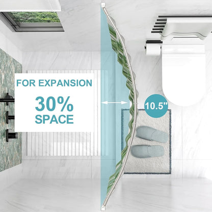 Adjustable 43"-72"Curved Shower Curtain Rod, Rustproof Aluminum