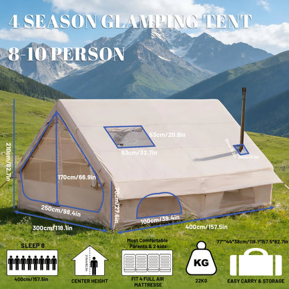 Large Inflatable Camping Tent w/Skylight, Air-Flow & Breathable Mesh Design